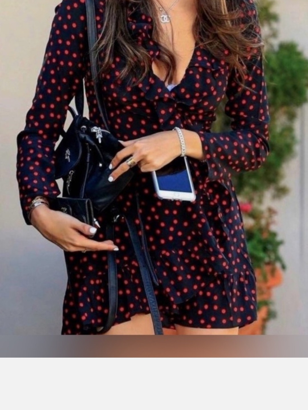 Realisation Par Black Mini Wrap Dress with Red Polka Dots - Picture 2 of 6